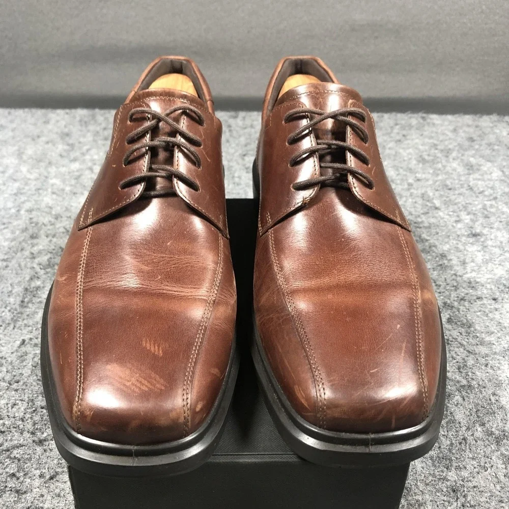 Ecco Helsinki 2 Shoes Mens 11.5 Brown Leather Derby Square Toe Comfort Dress